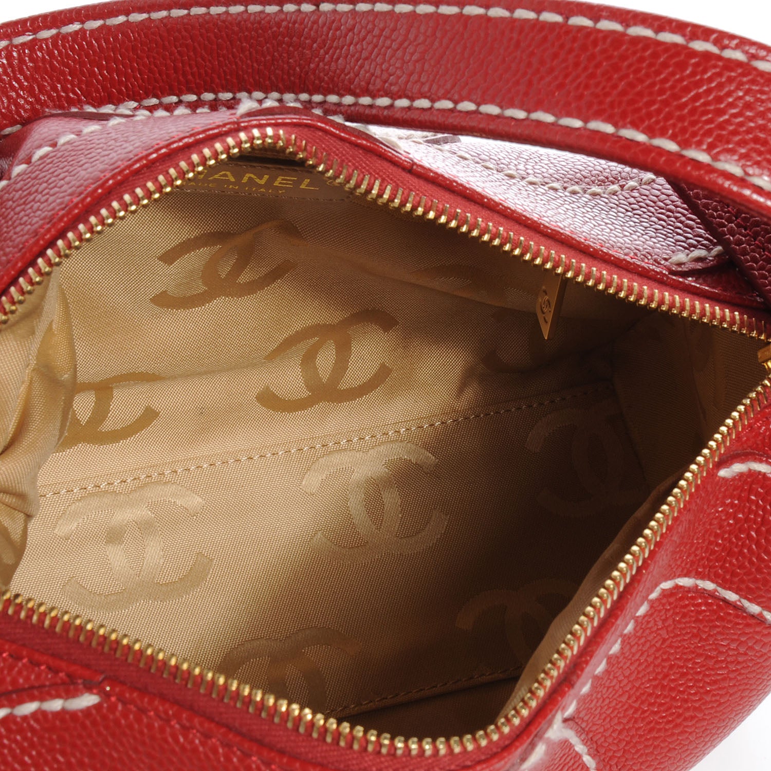 Chanel Caviar CC Stitched Small Shoulder Bag Red 5 of 7