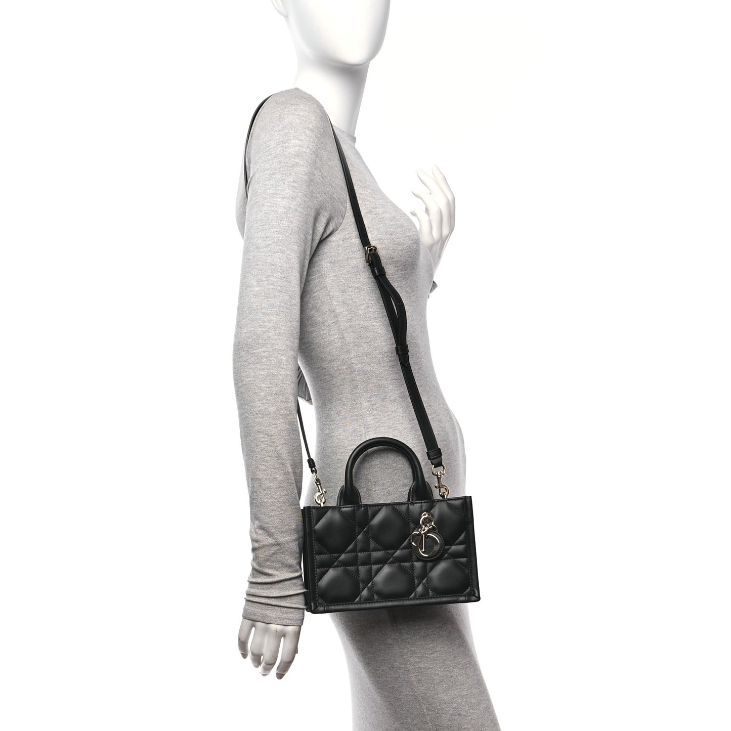 Calfskin Macrocannage Mini Book Tote Black