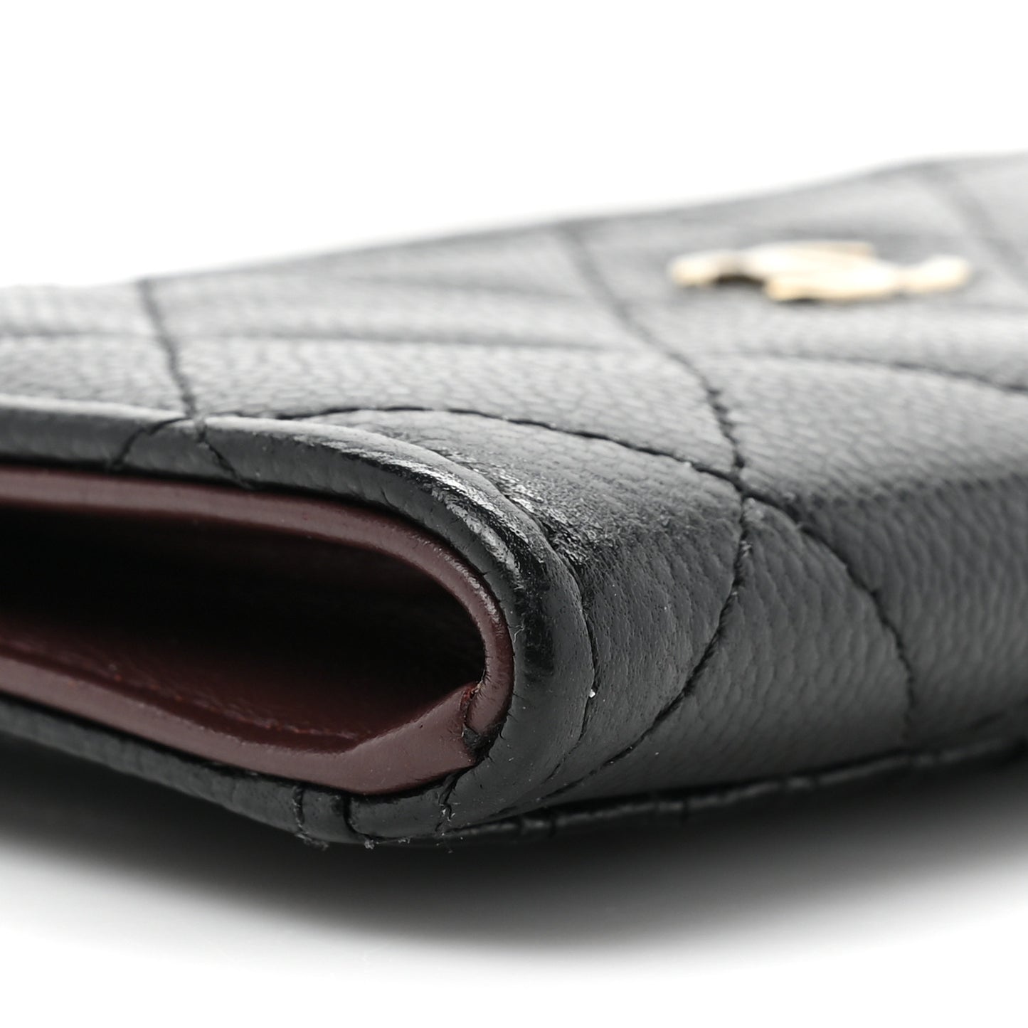 Caviar Quilted CC Zip Around Card Holder Black