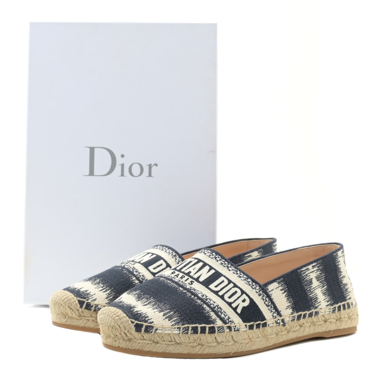 Cotton D-Stripes Embroidered Granville 15mm Espadrilles 37 Deep Blue