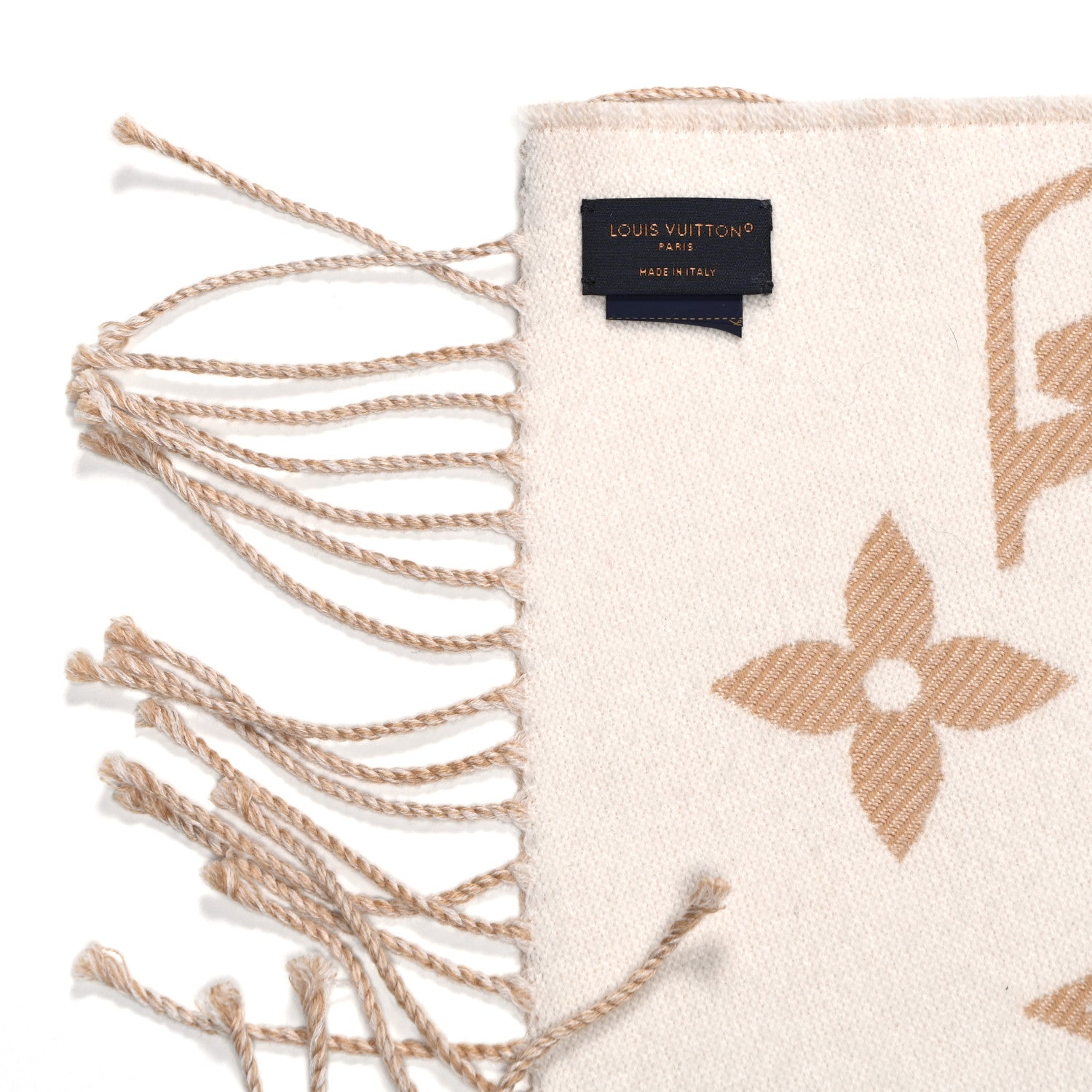 Louis Vuitton Wool Monogram LV Essential Scarf Beige 3 of 3
