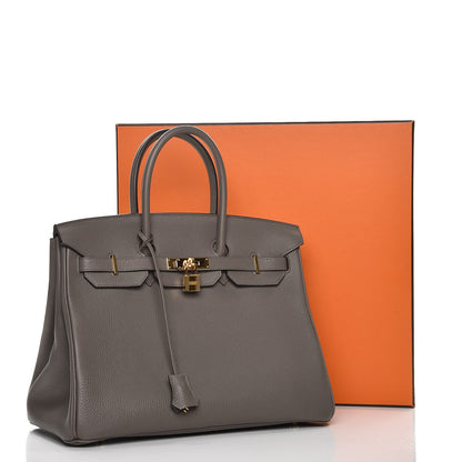 Hermes Taurillon Clemence Birkin 35 Etain 41 of 41