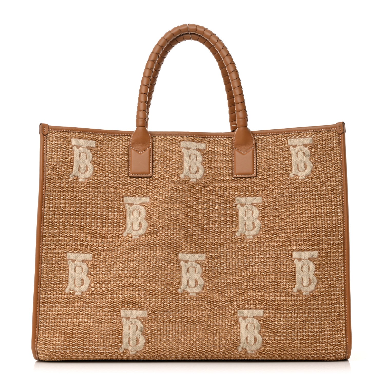 Burberry Raffia Calfskin Large Freya Tote Natural 1 of 16