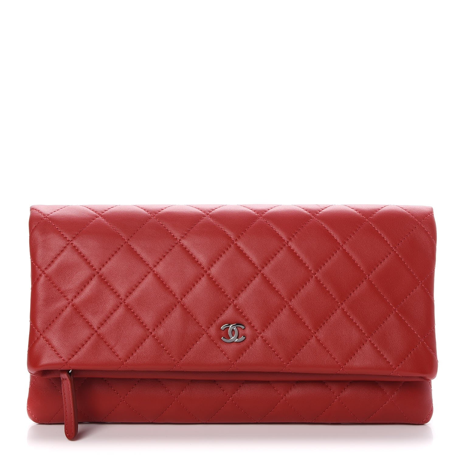 Chanel Lambskin Quilted CC Beauty Clutch Red 1 of 8