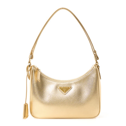Prada Saffiano Lux Mini Re-Edition Shoulder Bag Platino 1 of 12