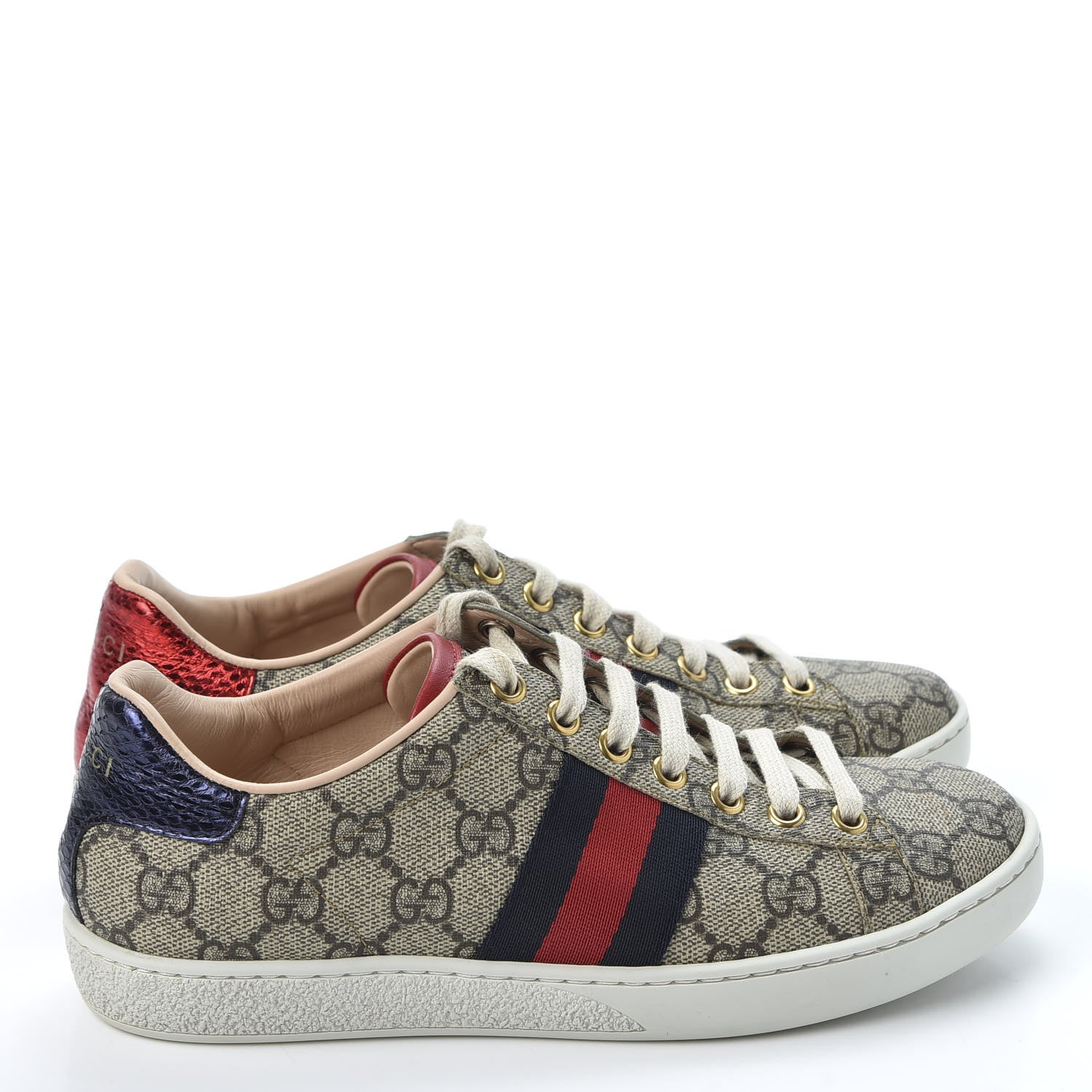 Gucci GG Supreme Monogram Womens Ace Low-Top Sneaker 35 Beige 4 of 10