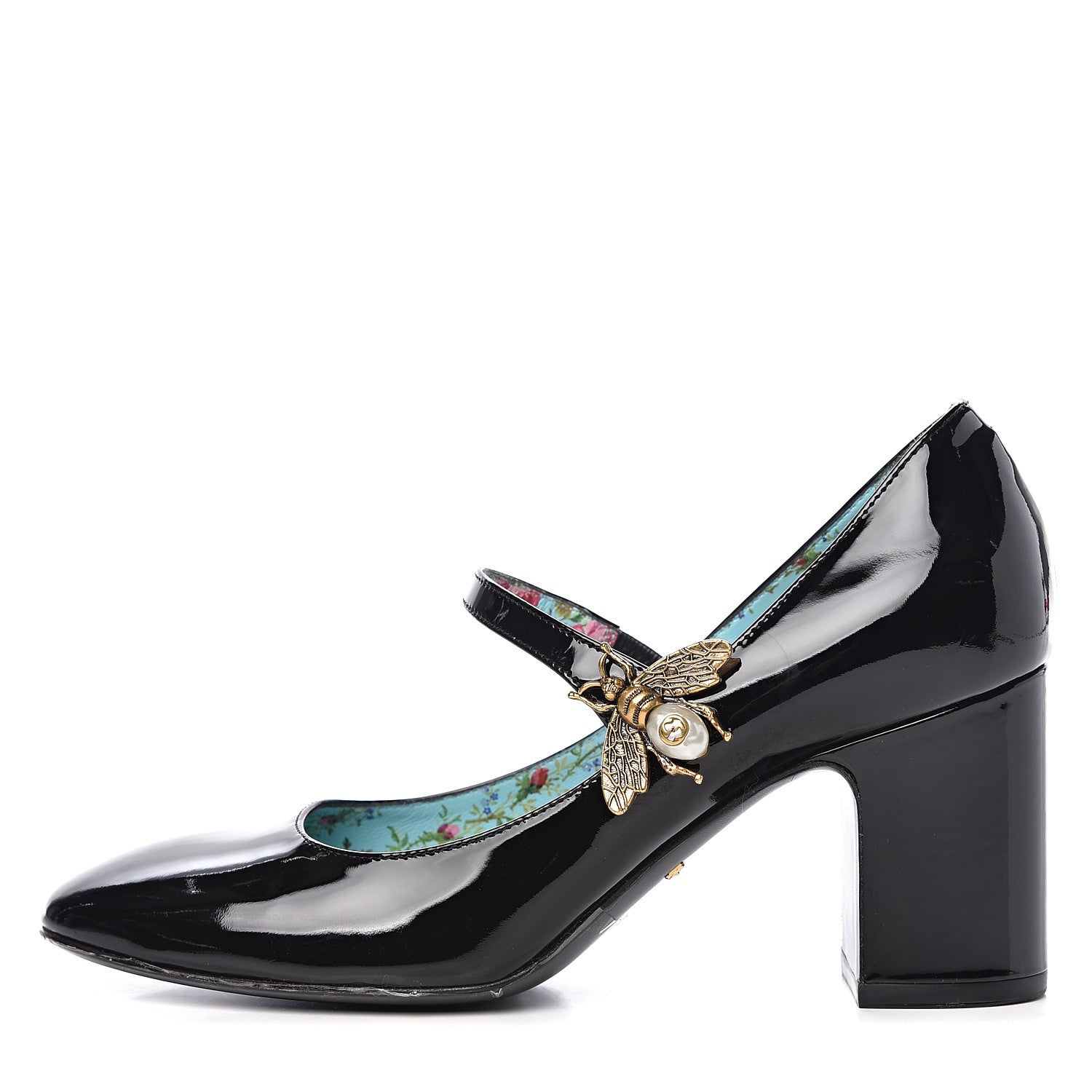Gucci Vernice Crystal Lois Bee Mary Jane Pumps 37 Black 1 of 13