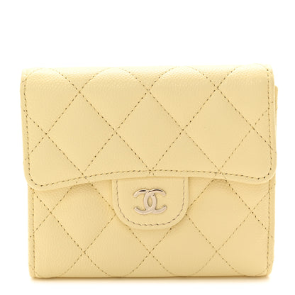 Chanel Caviar Quilted Compact Flap Wallet Light Yellow 1 of 9