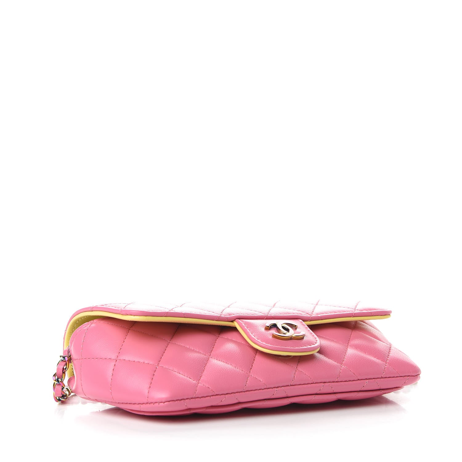 Chanel Lambskin Quilted Glasses Case With Chain Pink Yellow 4 of 10