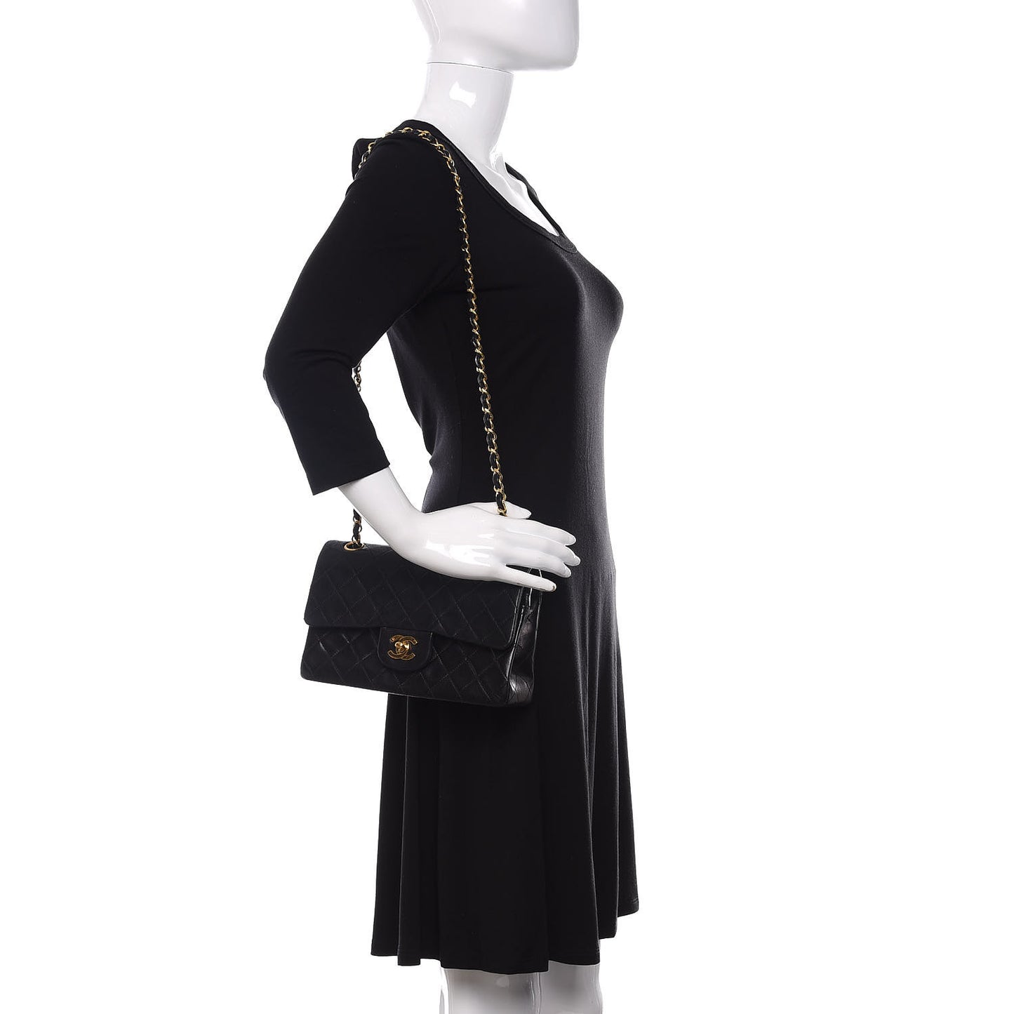 Lambskin Quilted Small Double Flap Black