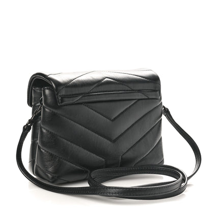Saint Laurent Calfskin Y Quilted Monogram Monochrome Toy Loulou Crossbody Bag Black 2 of 8
