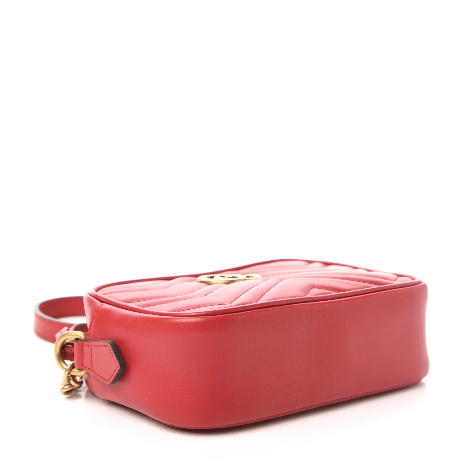 Gucci Calfskin Matelasse Mini GG Marmont Chain Shoulder Bag Hibiscus Red 4 of 10