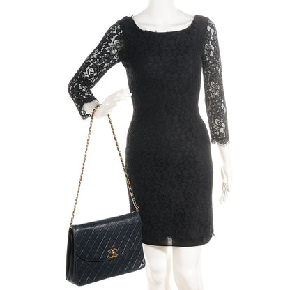 Chanel Lambskin Quilted Jumbo Flap Navy 2 of 10