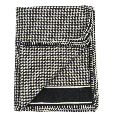 Christian Dior Cashmere Wool Houndstooth Throw Blanket Black 2 of 3