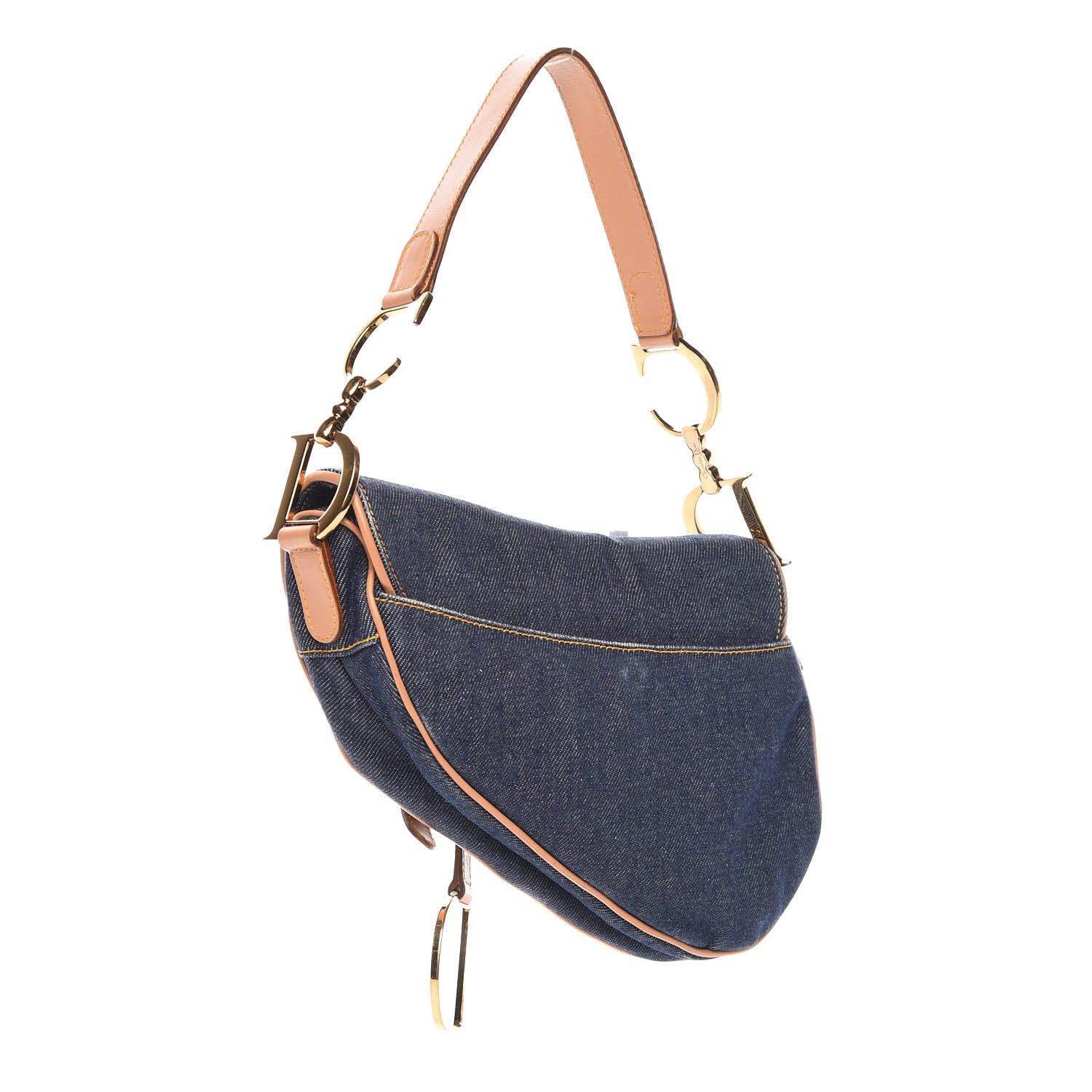 Christian Dior Denim Calfskin Saddle Bag Blue 3 of 13