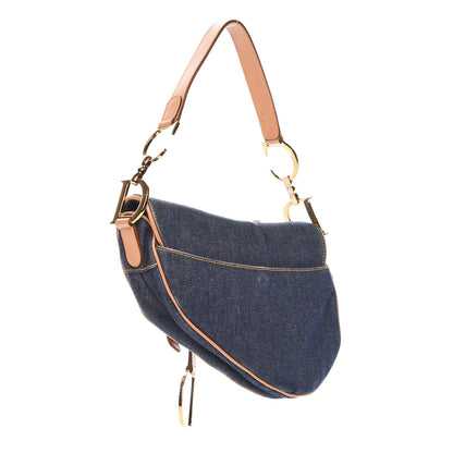 Christian Dior Denim Calfskin Saddle Bag Blue 3 of 13