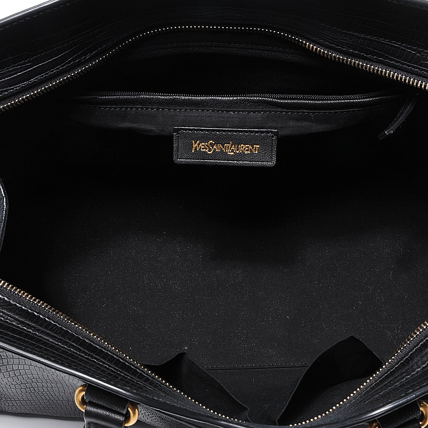 Saint Laurent Leather Lizard Effect Cabas ChYc Medium Black 5 of 8