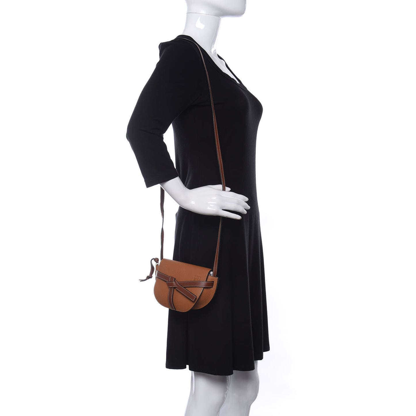 Grained Calfskin Mini Gate Crossbody Bag Caramel Pecan