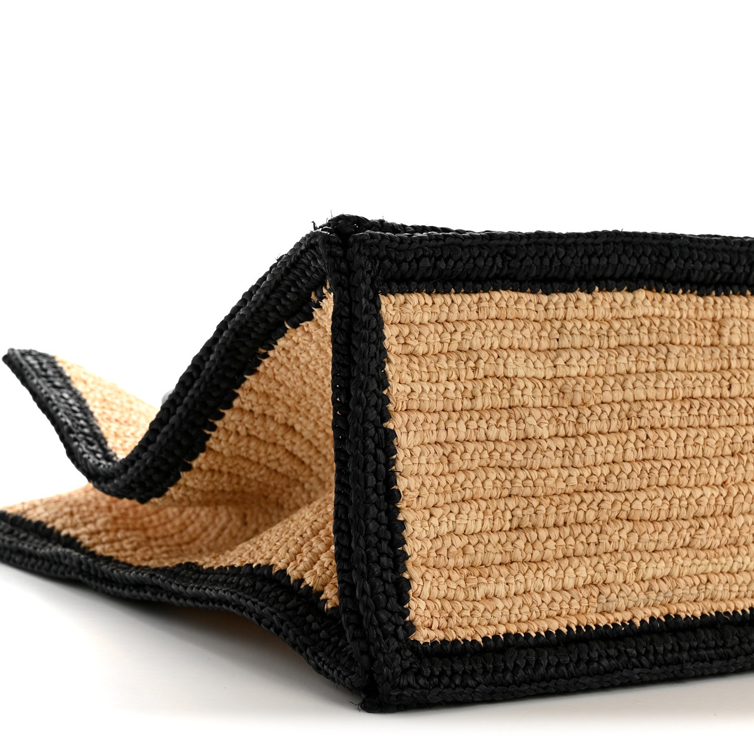 Saint Laurent Raffia Calfskin Rive Gauche Tote Naturale Black 9 of 13