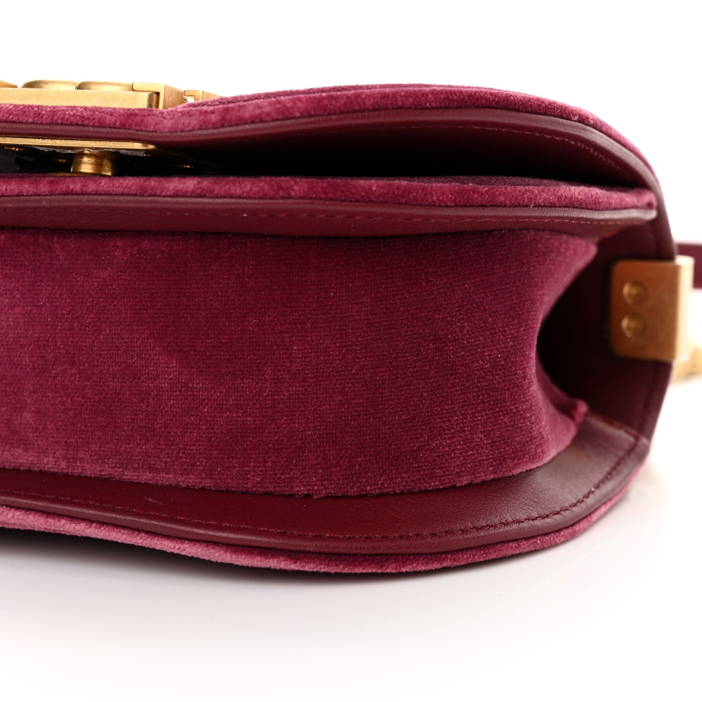 Velvet Quilted Small Boy Messenger Bag Bordeaux