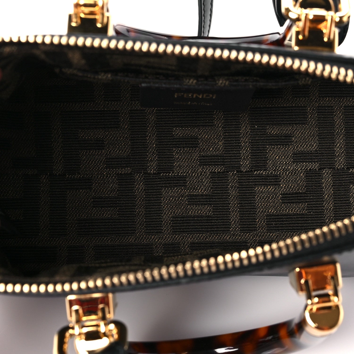 Fendi Vitello King Plexiglass Logo Embossed Mini By The Way Top Handle Boston Bag Black 4 of 7