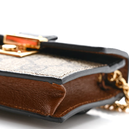 Gucci GG Supreme Monogram Calfskin Mini Padlock Top Handle Belt Bag Beige Black Cuir 11 of 12