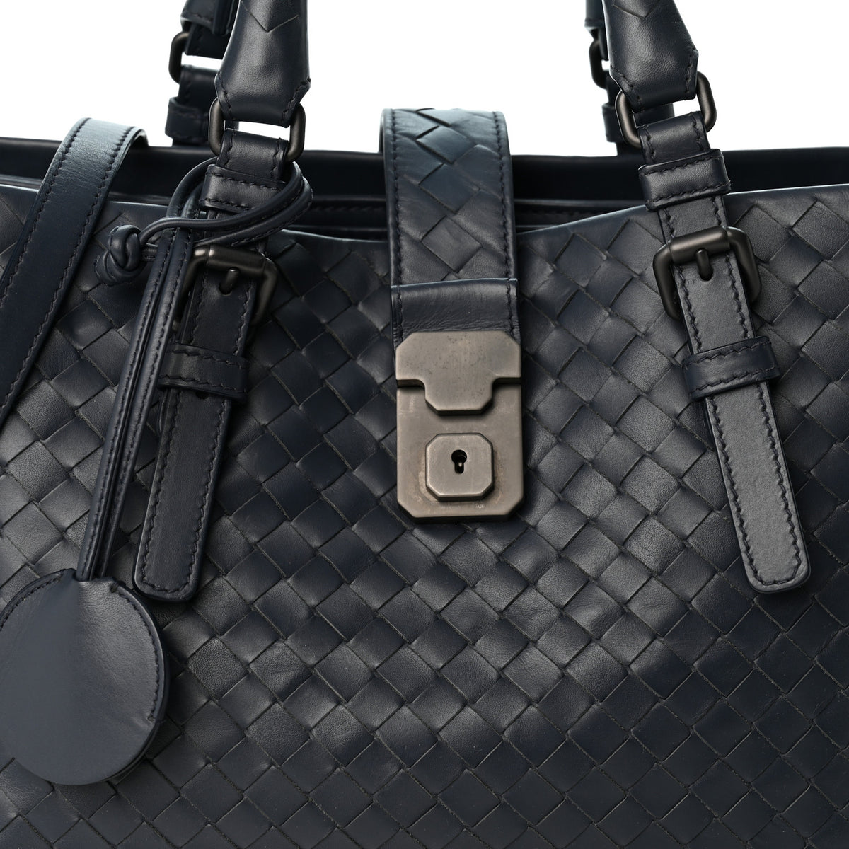 Nappa Intrecciato Small Roma Tote Dark Blue