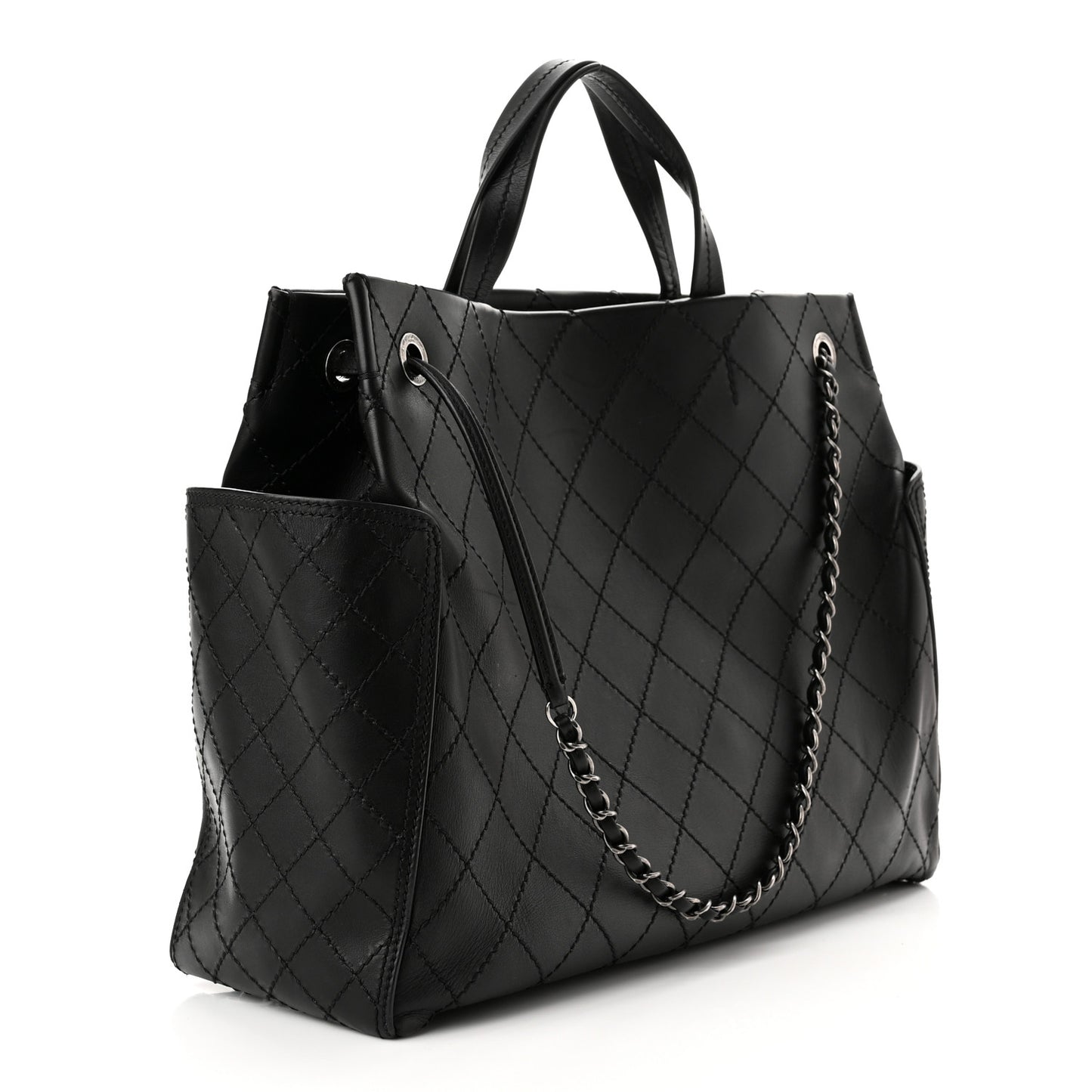 Calfskin CC Pocket Tote Black