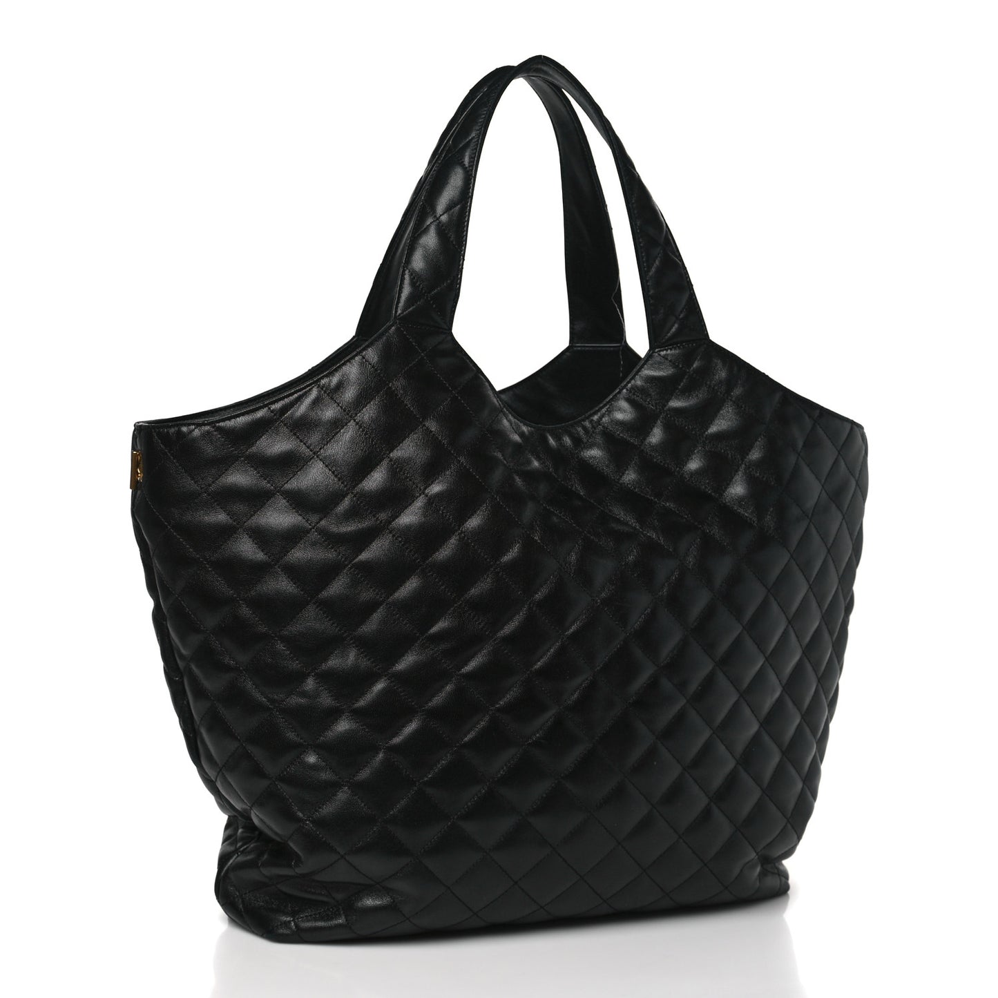 Lambskin Quilted Maxi Icare Shopping Tote Black