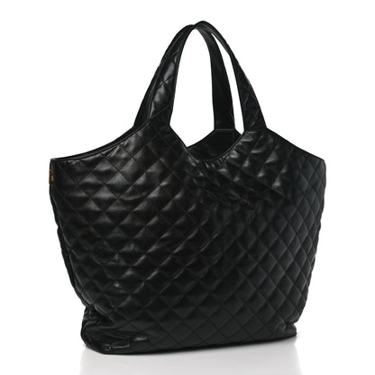 Saint Laurent Lambskin Quilted Maxi Icare Shopping Tote Black 4 of 9