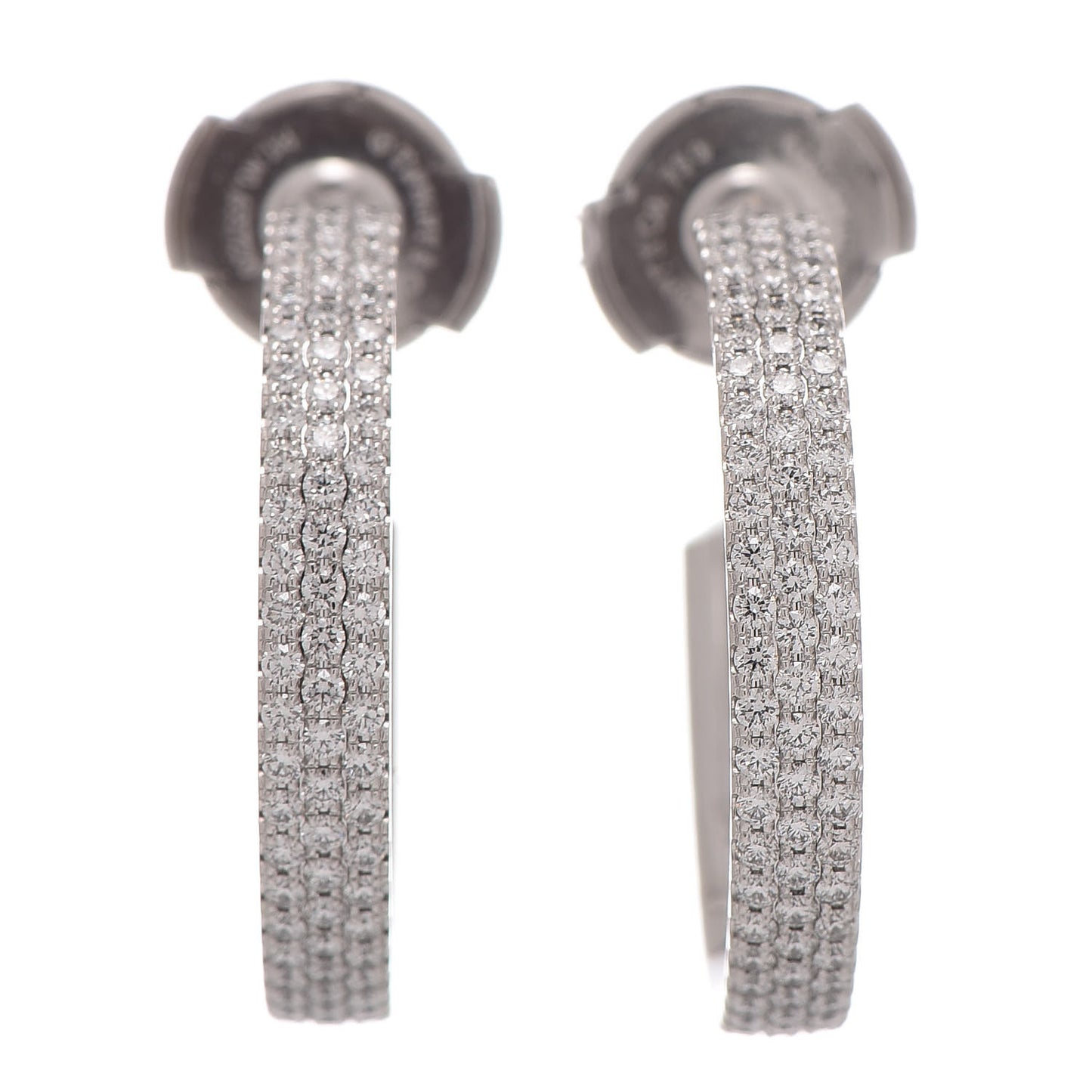 18K White Gold Diamond Metro Three-Row Hoop Earrings