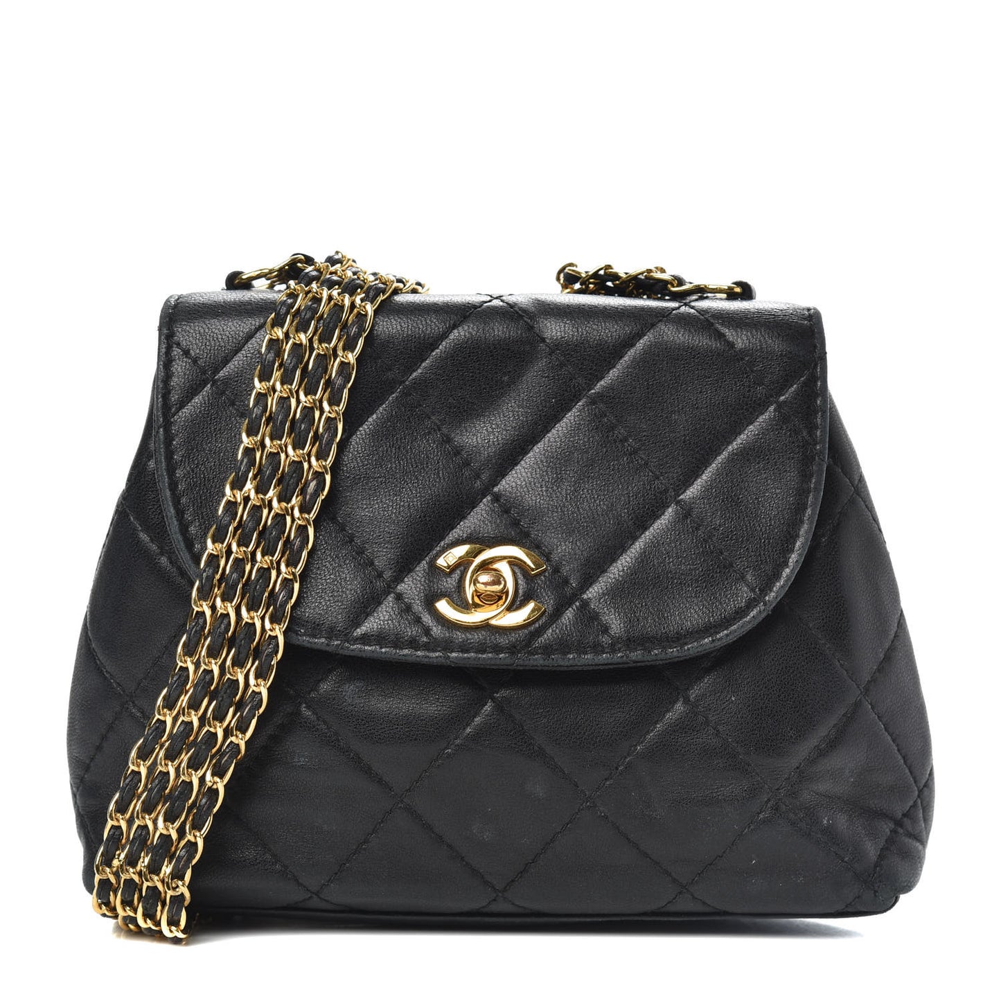 Lambskin Quilted 4 Chain Mini Flap Black
