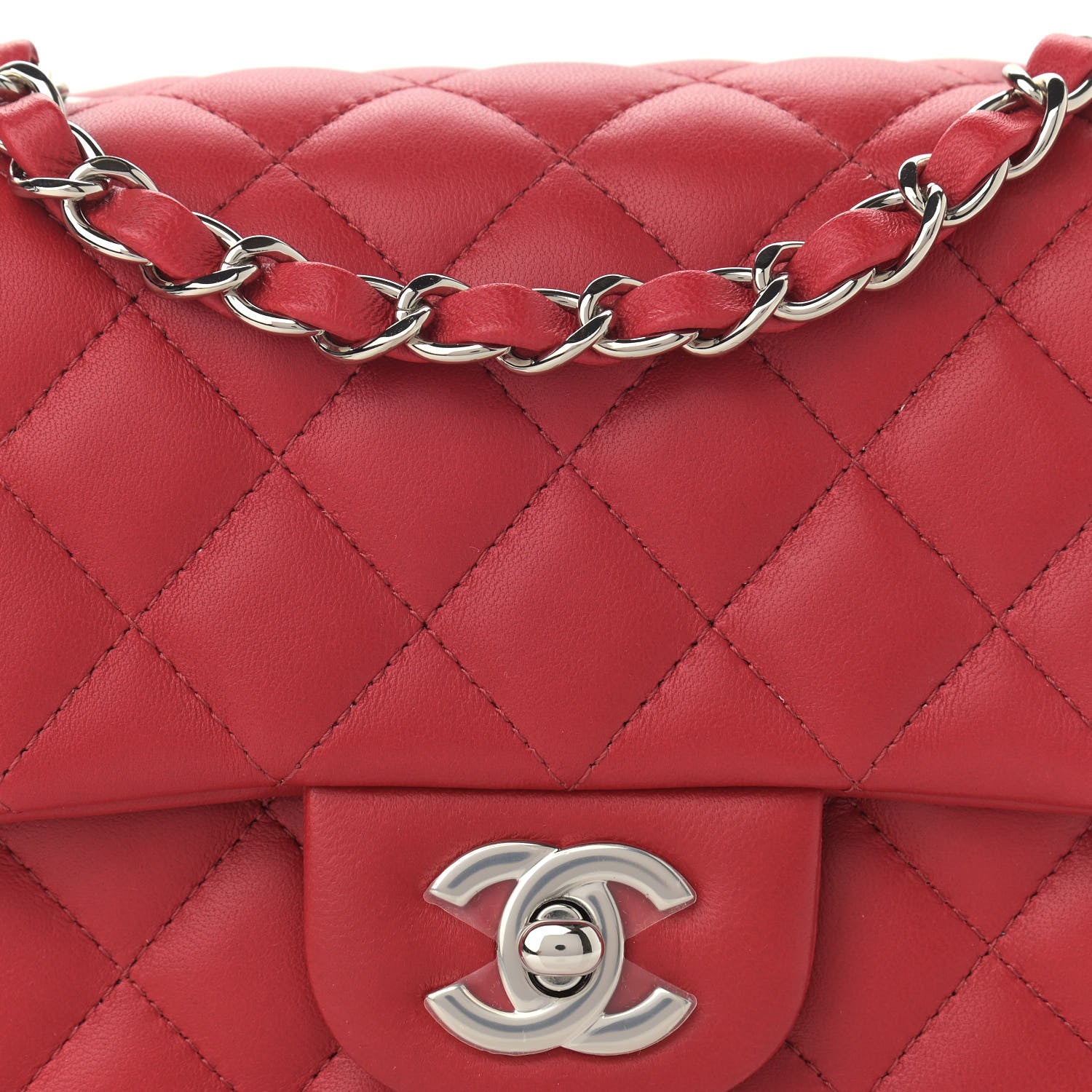 Chanel Lambskin Quilted Mini Square Flap Red 8 of 10