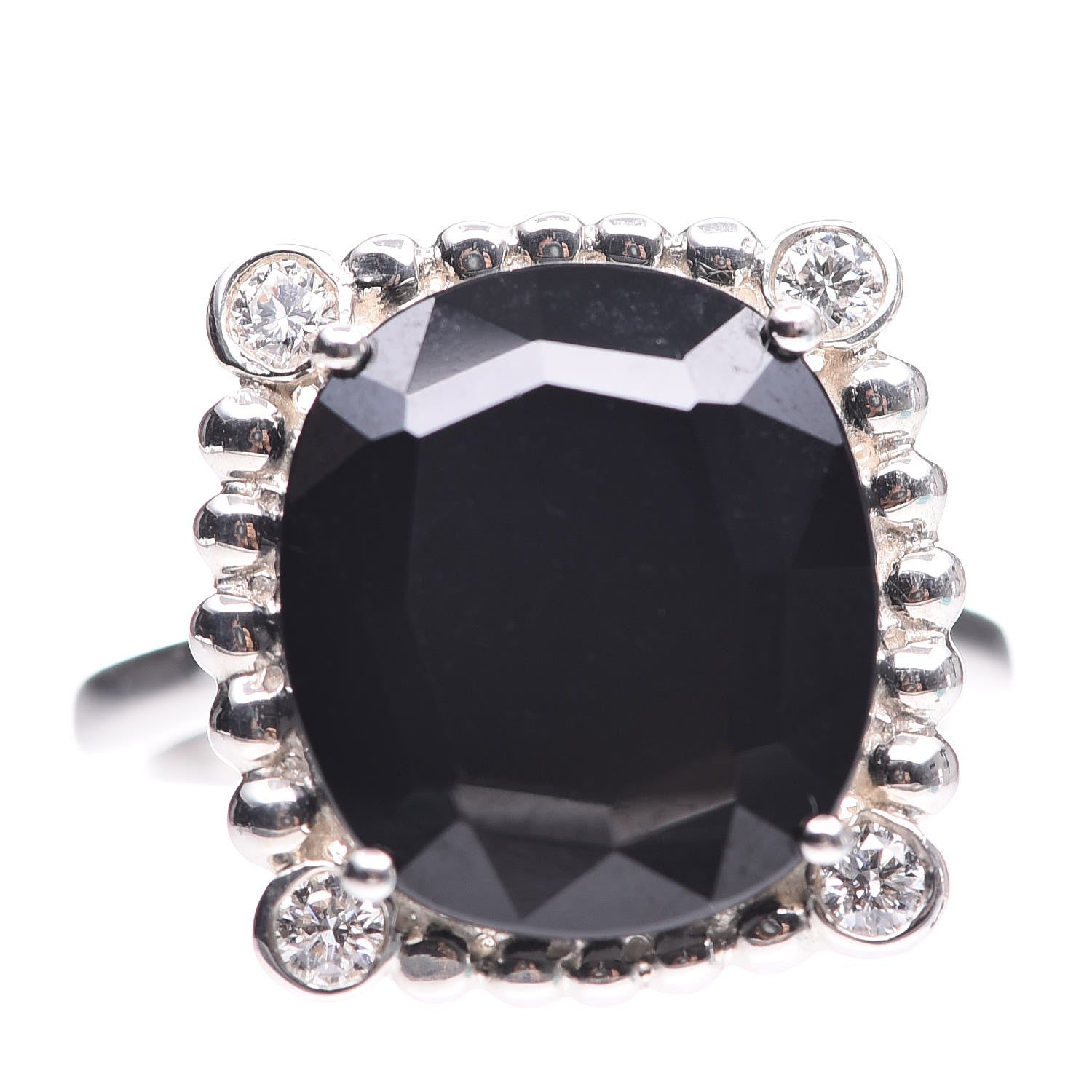 Tiffany Sterling Silver Black Spinel Diamond 15mm Ziegfeld Ring 50 5.25 1 of 8