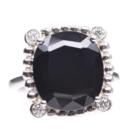 Tiffany Sterling Silver Black Spinel Diamond 15mm Ziegfeld Ring 50 5.25 1 of 8