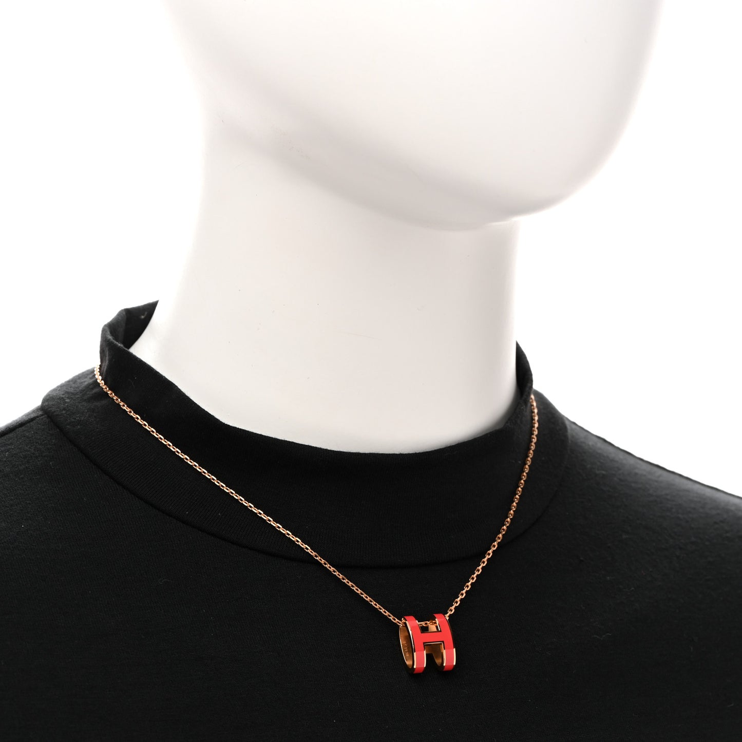 Lacquered Gold Pop H Pendant Necklace Rose Extreme