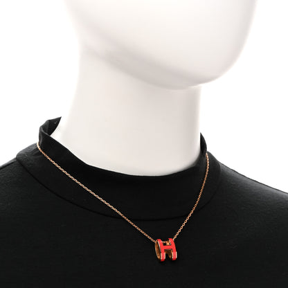 Hermes Lacquered Gold Pop H Pendant Necklace Rose Extreme 2 of 6