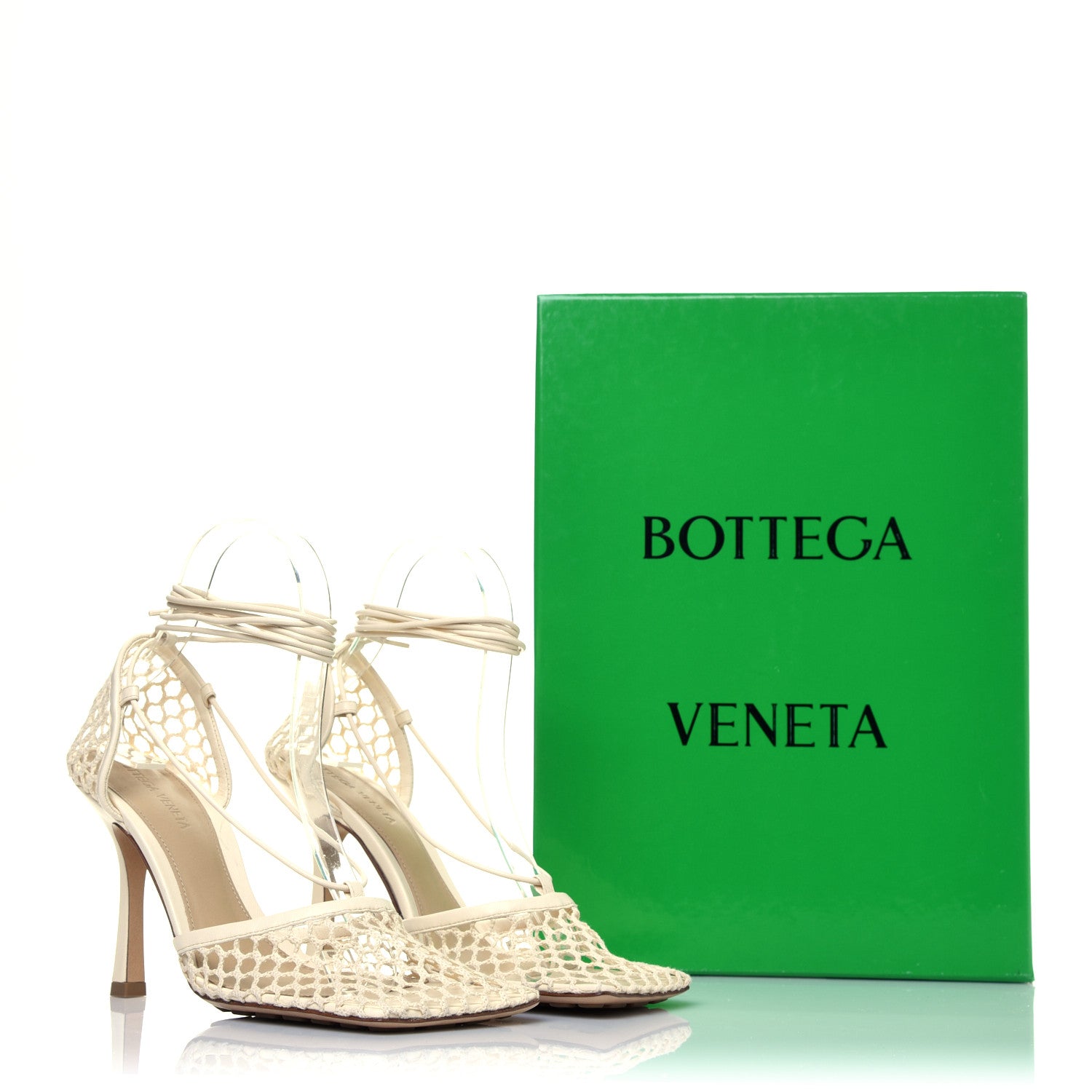 Bottega Veneta Mesh Nappa Stretch Ankle Tie Sandals 38 White 16 of 16