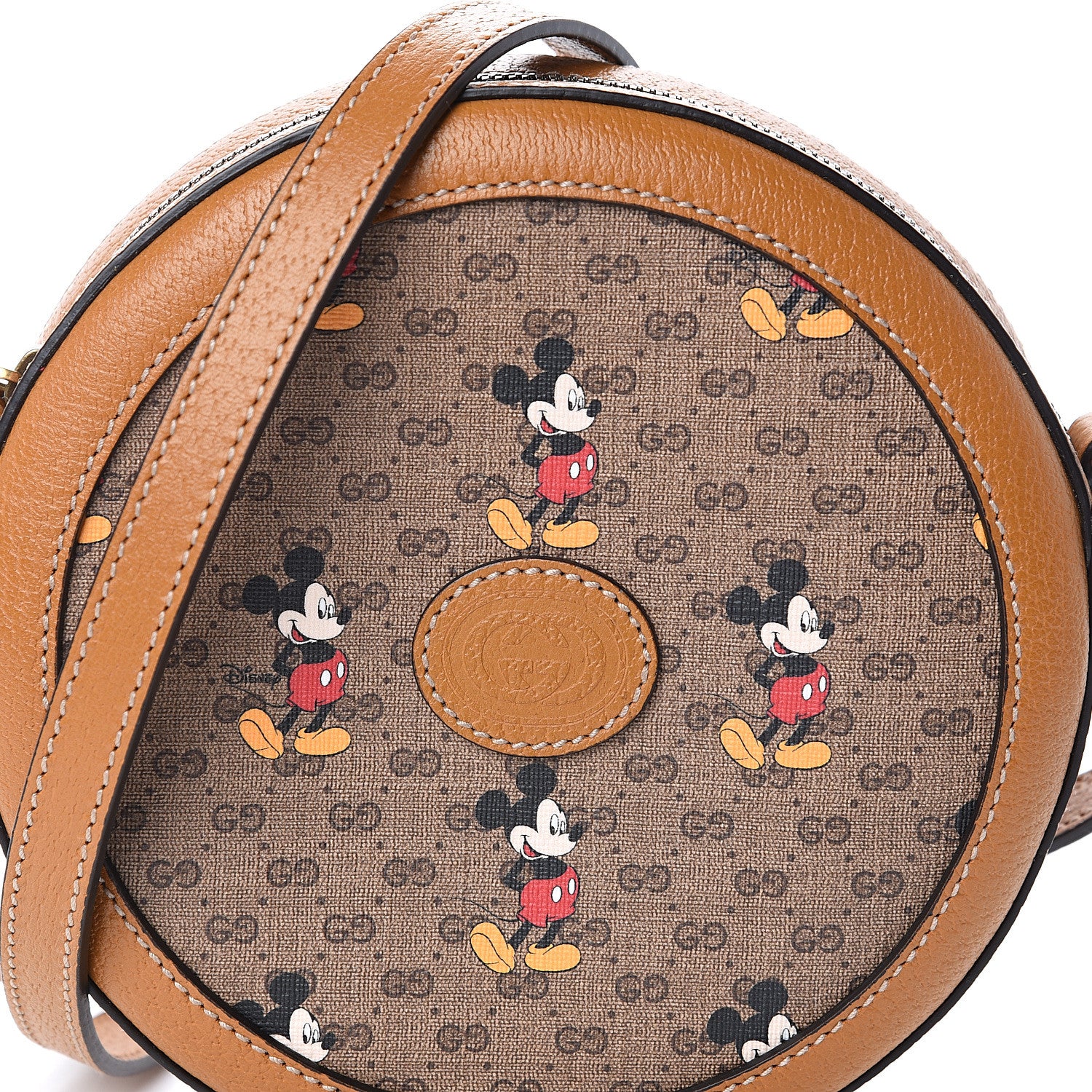Gucci X DISNEY Mini Vintage GG Supreme Monogram Mickey Mouse Round Shoulder Bag Beige Vintage Sun Oil 6 of 8