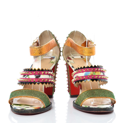 Christian Louboutin Metallic Glitter Spiked Montezumina 85 Sandals 37 Multicolor 5 of 21