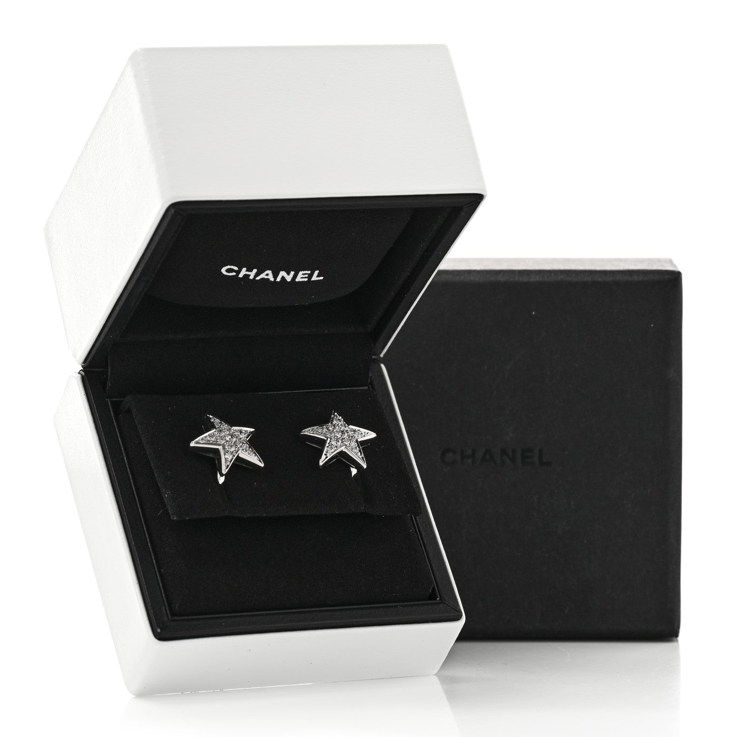 Chanel 18K White Gold Diamond Medium Comete Geode Earrings 5 of 5