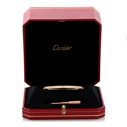 Cartier 18K Pink Gold Diamond Small LOVE Paved Bracelet 17 7 of 7