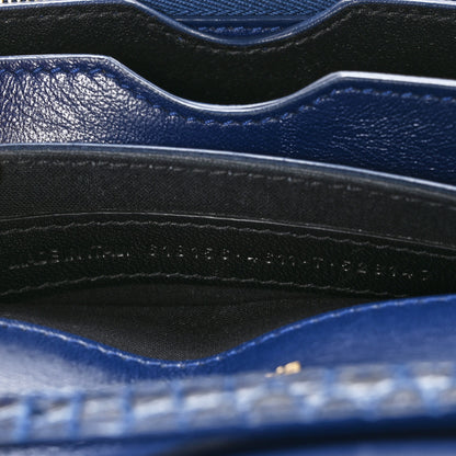 Balenciaga Shiny Calfskin Crocodile Embossed Small B Crossbody Bag Navy 8 of 12