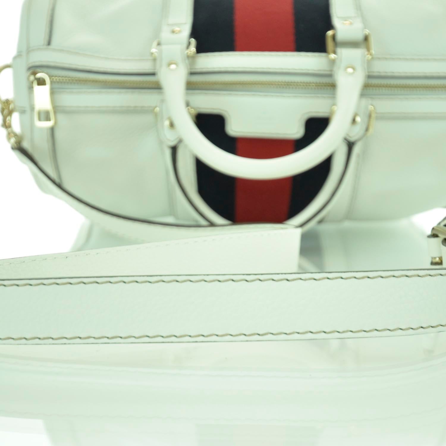 Gucci Leather Vintage Web Boston White 8 of 12