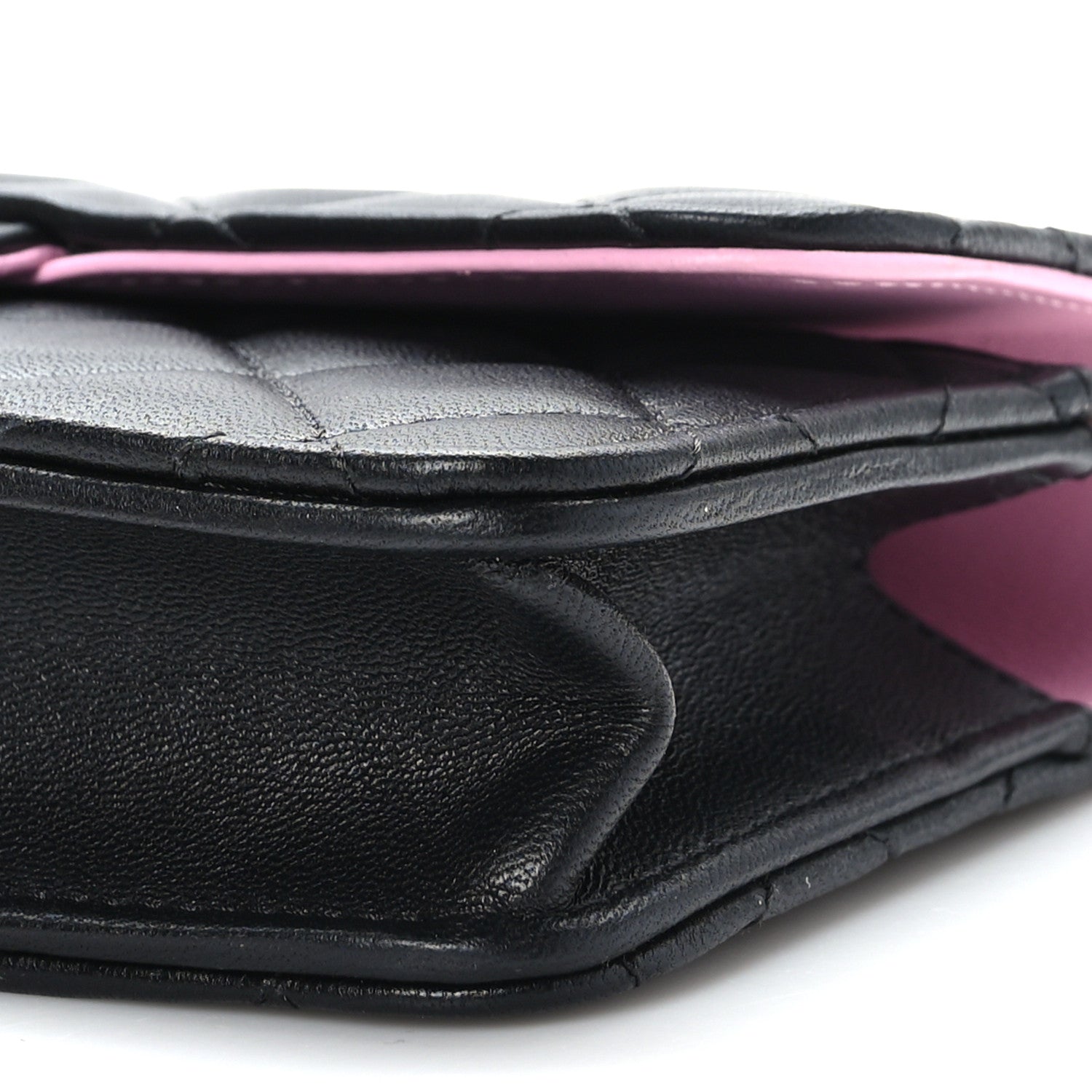 Chanel Lambskin Quilted Flap Phone Holder With Chain Black Lilac 5 of 10