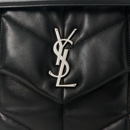 Saint Laurent Lambskin Quilted Medium Loulou Puffer Monogram Chain Satchel Black 9 of 11