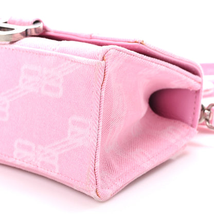 Balenciaga Washed Denim BB Monogram Hourglass Top Handle Bag XS Pink 11 of 12