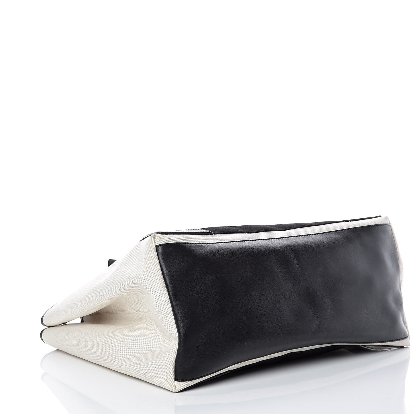 Cotton Canvas Calfskin M Navy Cabas Natural Black