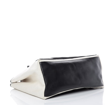 Balenciaga Cotton Canvas Calfskin M Navy Cabas Natural Black 5 of 15