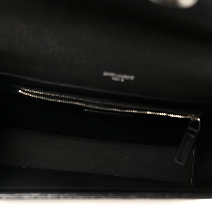 Saint Laurent Grain De Poudre Textured Mixed Matelasse Large Triquilt Monogram Satchel Black 5 of 11